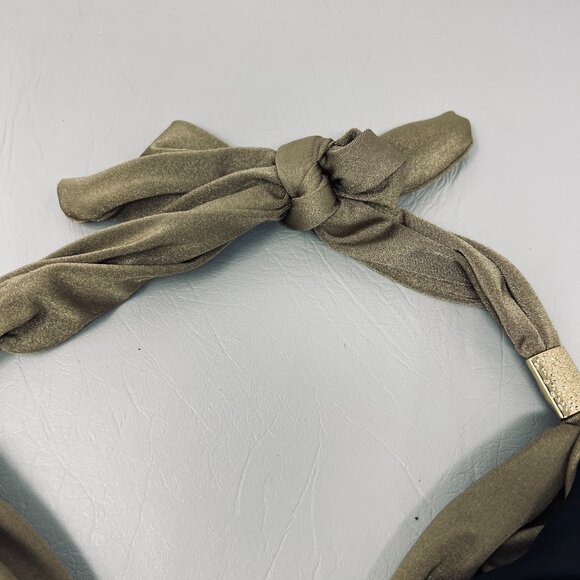 Venus Bikini Swim Top Womens DD Gold Metallic Halter Tie Adjustable Swimwear - Picture 7 of 7